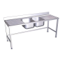 Fregadero con soporte 2C,2E 2000x700x850 mm. Dimensiones cubeta 500x400x250 mm.