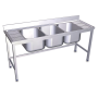 Fregadero con soporte 3C,2E 1800x700x850 mm. Dimensiones cubeta 500x400x300 mm.