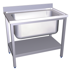 Fregadero c/soporte c/entre.1C 1200x700x850 mm. Dimensiones cubeta 1060x420x350 mm.