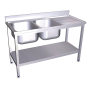 Fregadero c/soporte c/entre.2C,ED 2000x700x850 mm. Dimensiones cubeta 600x500x320 mm.