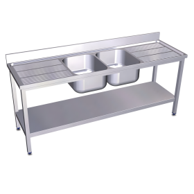 Fregadero c/soporte c/entre.2C,2E 2000x700x850 mm. Dimensiones cubeta 500x400x250 mm.