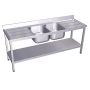 Fregadero c/soporte c/entre.2C,2E 2000x700x850 mm. Dimensiones cubeta 500x400x250 mm.