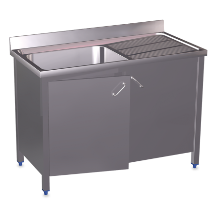 Fregadero c/ptas.abatibles 1C,ED 1400x700x850 mm. Dimensiones cubeta 600x500x320 mm.
