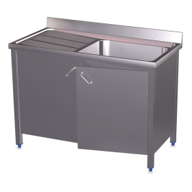 Fregadero c/ptas.abatibles 1C,EI 1400x700x850 mm. Dimensiones cubeta 600x500x320 mm.