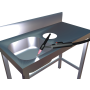 Fregadero soldado a mesa, mano dcha., 600x450x300 mm.