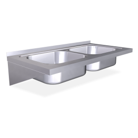 Fregadero colg. c/cartelas 2C 800x500x200 mm. Dimensiones cubeta 340x370x150 mm.