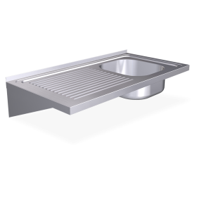 Fregadero colg. c/cartelas 1C,EI 800x500x200 mm. Dimensiones cubeta 340x370x150 mm.
