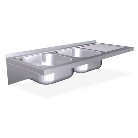Fregadero colg. c/cartelas 2C,ED 1200x500x200 mm. Dimensiones cubeta 340x370x150 mm.
