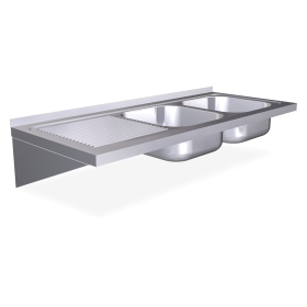 Fregadero colg. c/cartelas 2C,EI 1200x500x200 mm. Dimensiones cubeta 340x370x150 mm.