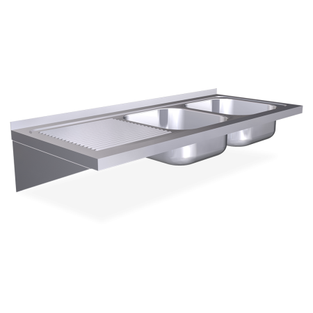 Fregadero colg. c/cartelas 2C,EI 1200x500x200 mm. Dimensiones cubeta 340x370x150 mm.
