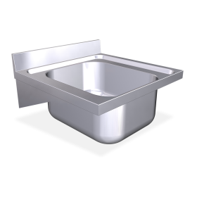 Fregadero colg. c/cartelas 1C 600x600x275 mm. Dimensiones cubeta 400x500x250 mm.