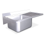 Fregadero colg. c/cartelas 1C,ED 1000x600x325 mm. Dimensiones cubeta 500x500x300 mm.