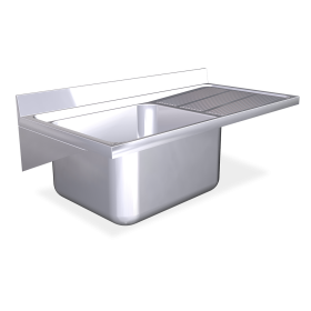 Fregadero colg. c/cartelas 1C,ED 1300x600x325 mm. Dimensiones cubeta 500x500x300 mm.