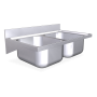 Fregadero colg. c/cartelas 2C 1200x600x325 mm. Dimensiones cubeta 500x500x300 mm.