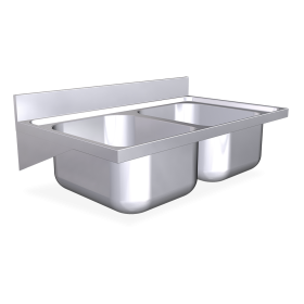 Fregadero colg. c/cartelas 2C 1200x600x325 mm. Dimensiones cubeta 500x500x300 mm.