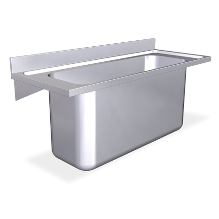 Fregadero colg. c/cartelas 1C 1000x600x405 mm. Dimensiones cubeta 860x495x380 mm.