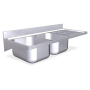 Fregadero colg. c/cartelas 2C,ED 1400x600x275 mm. Dimensiones cubeta 500x400x250 mm.