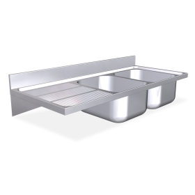 Fregadero colg. c/cartelas 2C,EI 1400x600x275 mm. Dimensiones cubeta 500x400x250 mm.