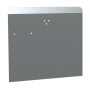 Peto postizo perforado para acoplar a lavamanos de 450 mm. Dimensiones: 453x400 mm.