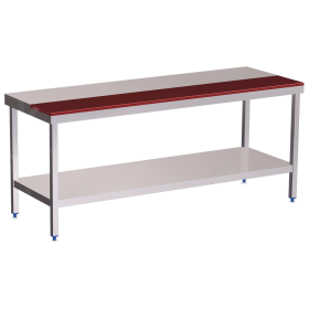 Mesa prepar.central fb.roja c/ent.2000x700x850 mm.