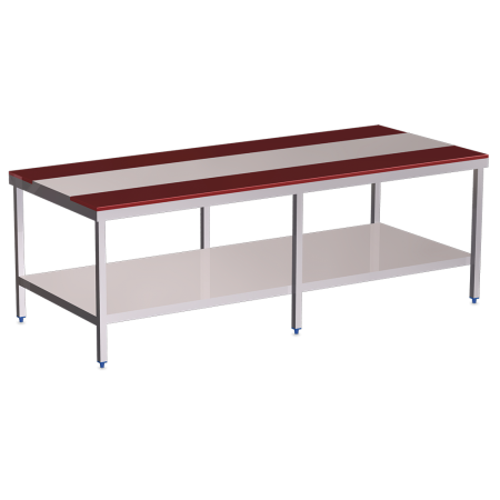 Mesa despiece fb.roja c/entrep.2000x1050x850 mm.