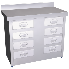 Mesa mural con 8 cajones 1000x600x850 mm.
