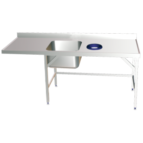 Mesa mural de prelavado s/ent cubeta izda. 2000x700x850-910 mm.
