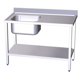 Mesa mural de Chef c/entrep. cubeta izda. 1200x600x850 mm. Dimensiones cubeta 500x400x250 mm.