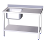 Mesa mural de Chef c/entrep. cubeta izda. 1200x600x850 mm. Dimensiones cubeta 500x400x250 mm.