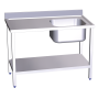 Mesa mural de Chef c/entrep. cubeta dcha. 1200x600x850 mm. Dimensiones cubeta 500x400x250 mm.