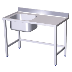 Mesa mural de Chef s/entrep. cubeta izda. 1200x600x850 mm. Dimensiones cubeta 500x400x250 mm.