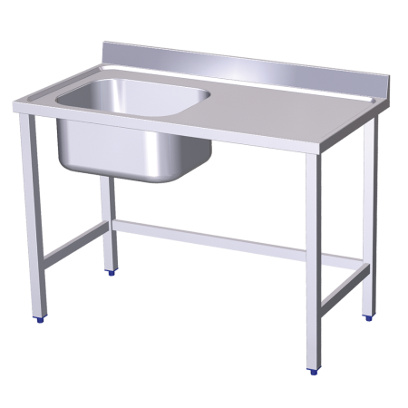 Mesa mural de Chef s/entrep. cubeta izda. 1200x600x850 mm. Dimensiones cubeta 500x400x250 mm.