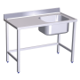 Mesa mural de Chef s/entrep. cubeta dcha. 1200x600x850 mm. Dimensiones cubeta 500x400x250 mm.