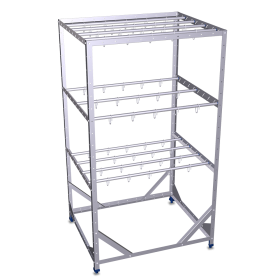 Palet para jamones 3 niveles 1153x953x2033 mm. Construido totalmente en acero galvanizado. Ganchos inox