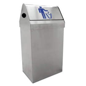 Papelera basculante en acero inox. 350x250x680 mm. Capacidad: 44 lts.