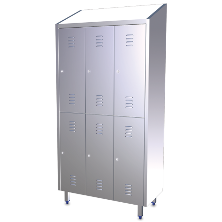 Taquilla grande de 6 puertas de 985x480x2010 mm. (incluye 12 perchas inoxidables)