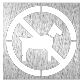 Pictograma inoxidable "Prohibido animales" 120x120x1.5 mm