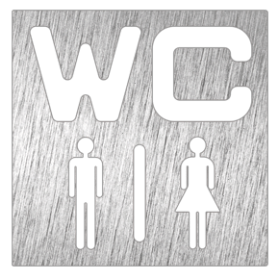 Pictograma inoxidable "WC" 120x120x1.5 mm.