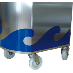 Acoplar 4 ruedas a soporte de mostrador de pescadería