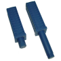 Taco de plástico azul c/regulador altura especial 40x40 mm. Altura mínima: 28 mm. Altura máxima: 107 mm.