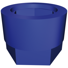 Funda silentblock azul para taco regulable de 40x40 mm.