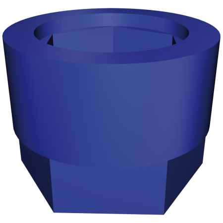 Funda silentblock azul para taco regulable de 40x40 mm.