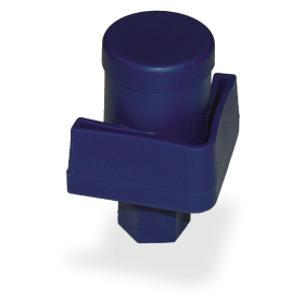 Contera de plástico azul c/regulador para soporte de estantería de 40x40x2 mm.
