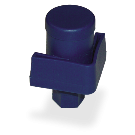 Contera de plástico azul c/regulador para soporte de estantería de 40x40x2 mm.