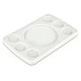 Tabla rectangular para 6 salsas fibra blanca 300x200x20 mm.