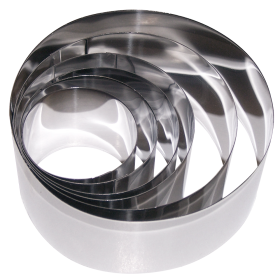 Conjunto de 6 aros de emplatar en acero inox 230x155x50 mm.