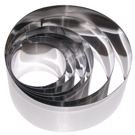 Conjunto de 6 aros de emplatar en acero inox 230x155x50 mm.