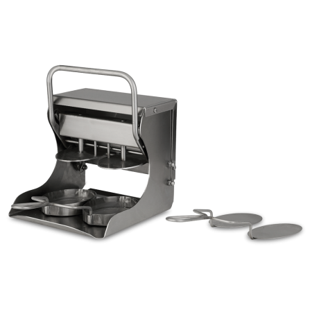 Aplasta-hamburguesas molde ovalado para 2 uds. 210x260x250 mm.