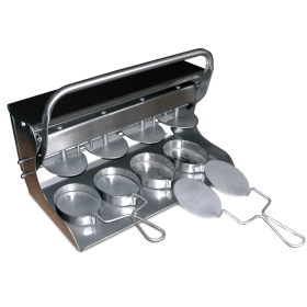 Aplasta-hamburguesas molde ovalado para 4 uds. 410x250x200 mm.