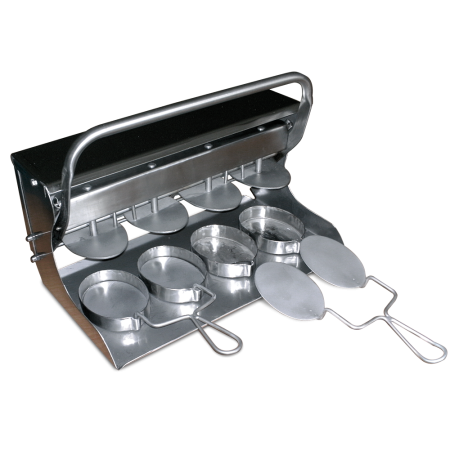Aplasta-hamburguesas molde ovalado para 4 uds. 410x250x200 mm.